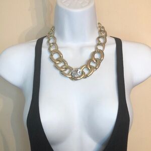 Gold tone chunky chain Express statement trendy necklace.